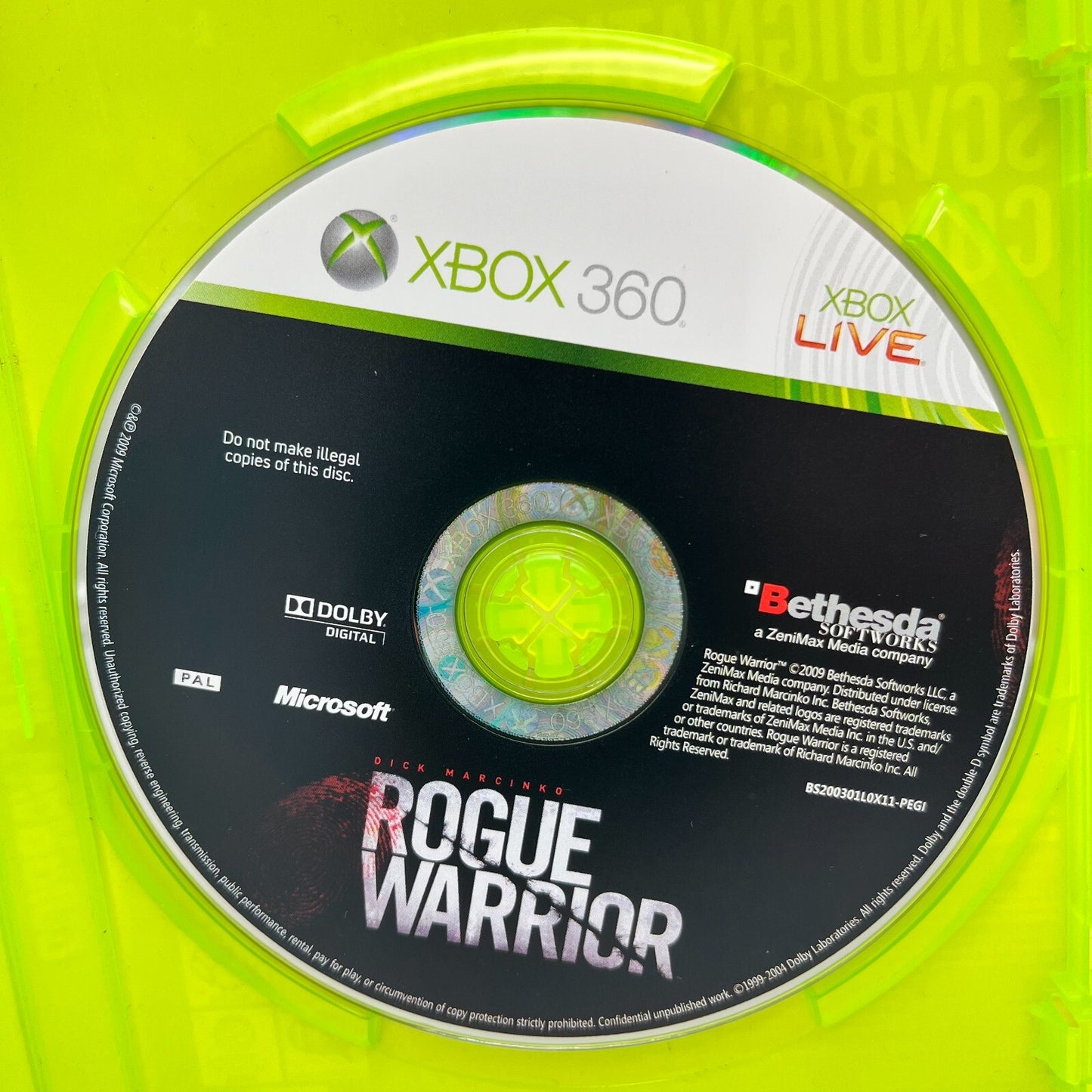 Rogue Warrior Xbox 360 Italiano Completo con Manuale PAL Bethesda Microsoft
