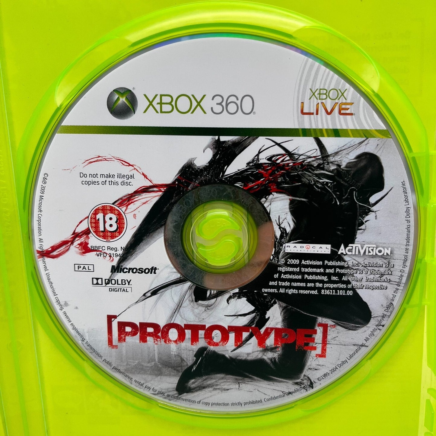 Prototype Xbox 360 Italiano Completo con Manuale PAL Activision Microsoft OTTIMO