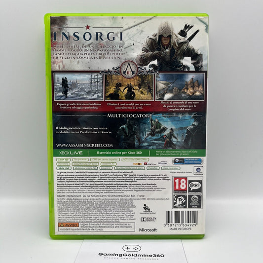 Assassin's Creed III 3 Xbox 360 Italiano PAL senza manuale Ubisoft Microsoft