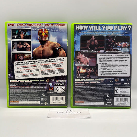 WWE Smackdown vs Raw 2007 + 2008 (cover reprint) Xbox 360 Italiano Completi PAL