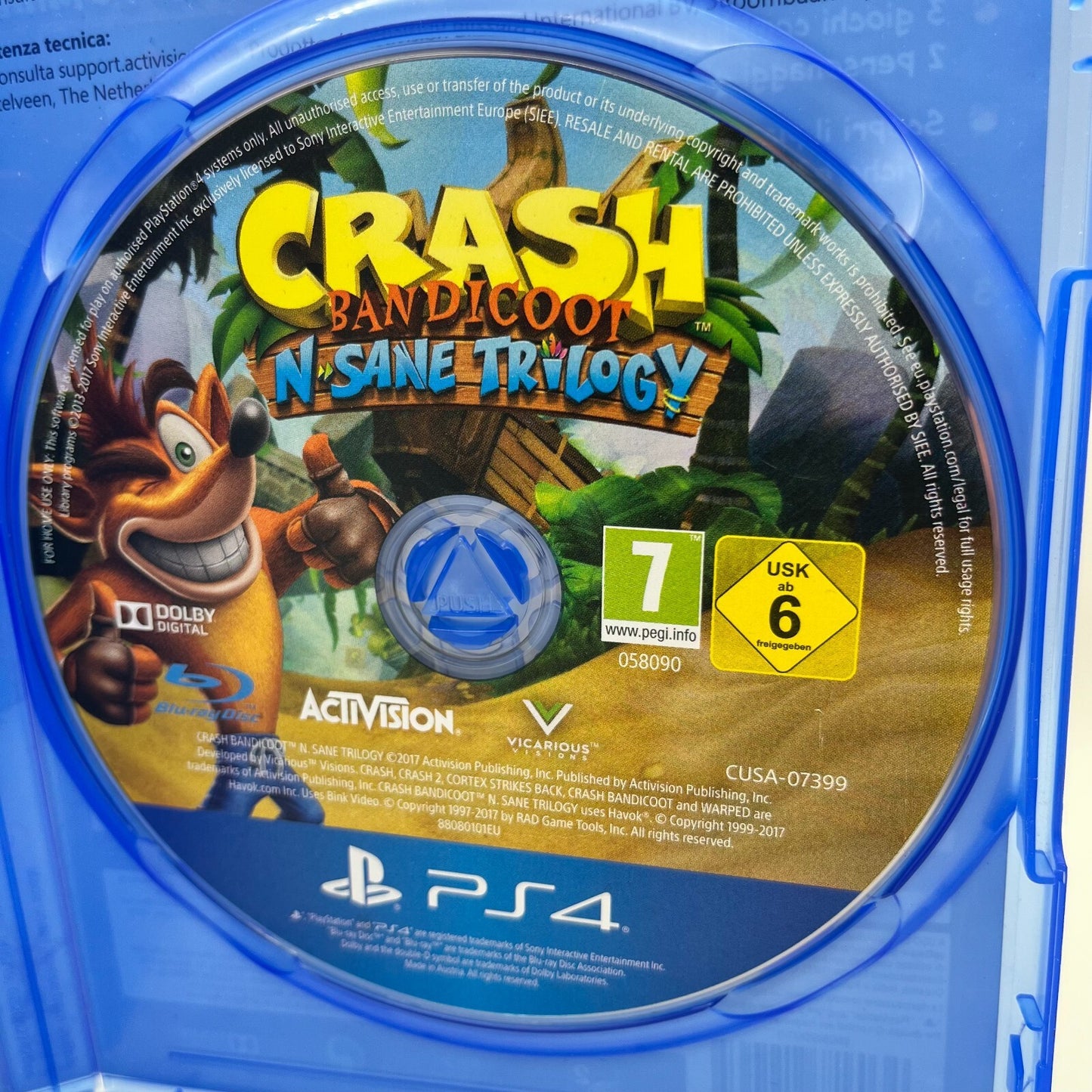 Crash Bandicoot: N Sane Trilogy PS4 Italiano Activision Sony PlayStation 4 2017