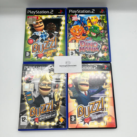 BUZZ! Quiz Sports+Junior Dino Mania+Hollywood+Superquiz PS2 Sony PlayStation 2