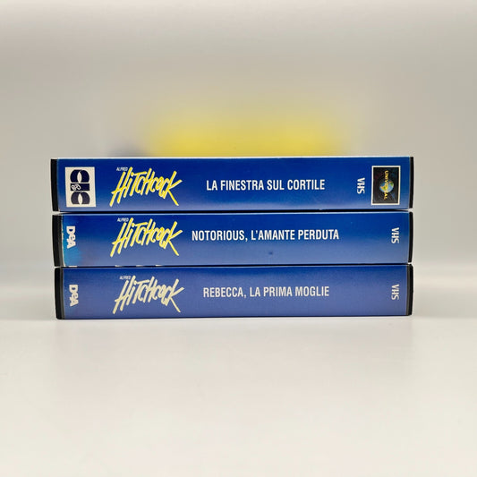 🎥 Lotto 3 VHS Alfred Hitchcock - La Finestra sul Cortile, Notorious, Rebecca 📼