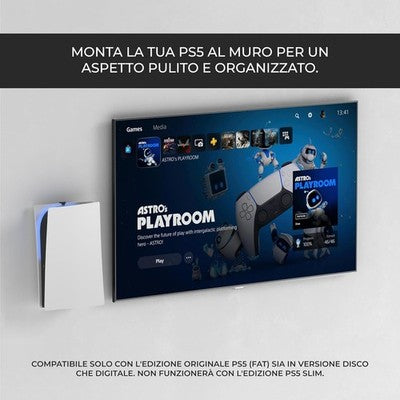 HumanCentric – supporto da parete per PS5 (modello originale) con 2 porta-controller (Nuovo)