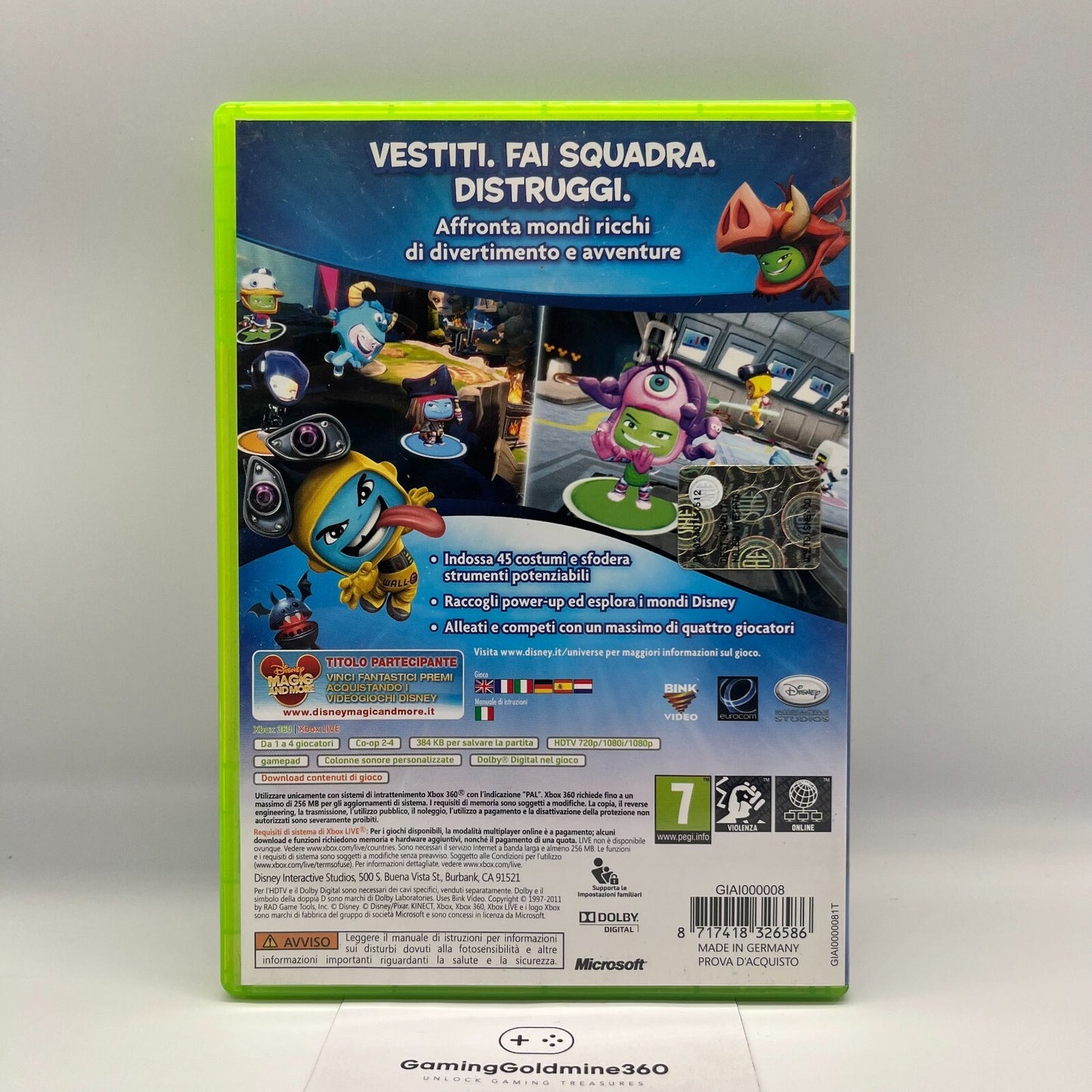 Disney Universe Xbox 360 Italiano PAL Microsoft senza manuale Gioco Bambini