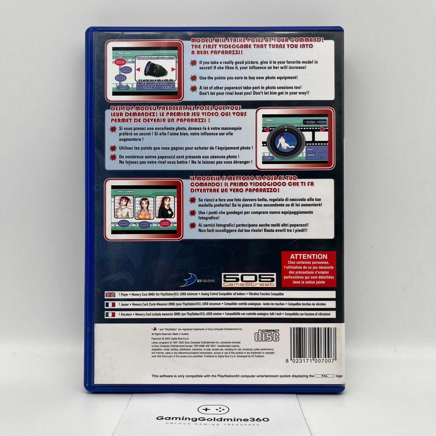 Paparazzi PS2 Italiano Completo PAL 505games Sony PlayStation 2 OTTIME CONDIZION