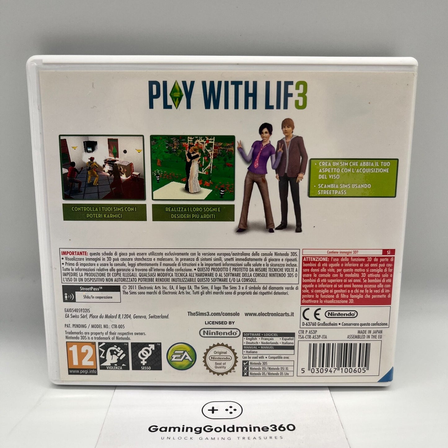 The Sims 3 Nintendo 3DS Italiano Completo con Manuale EA Gioco 2DS DS COME NUOVO