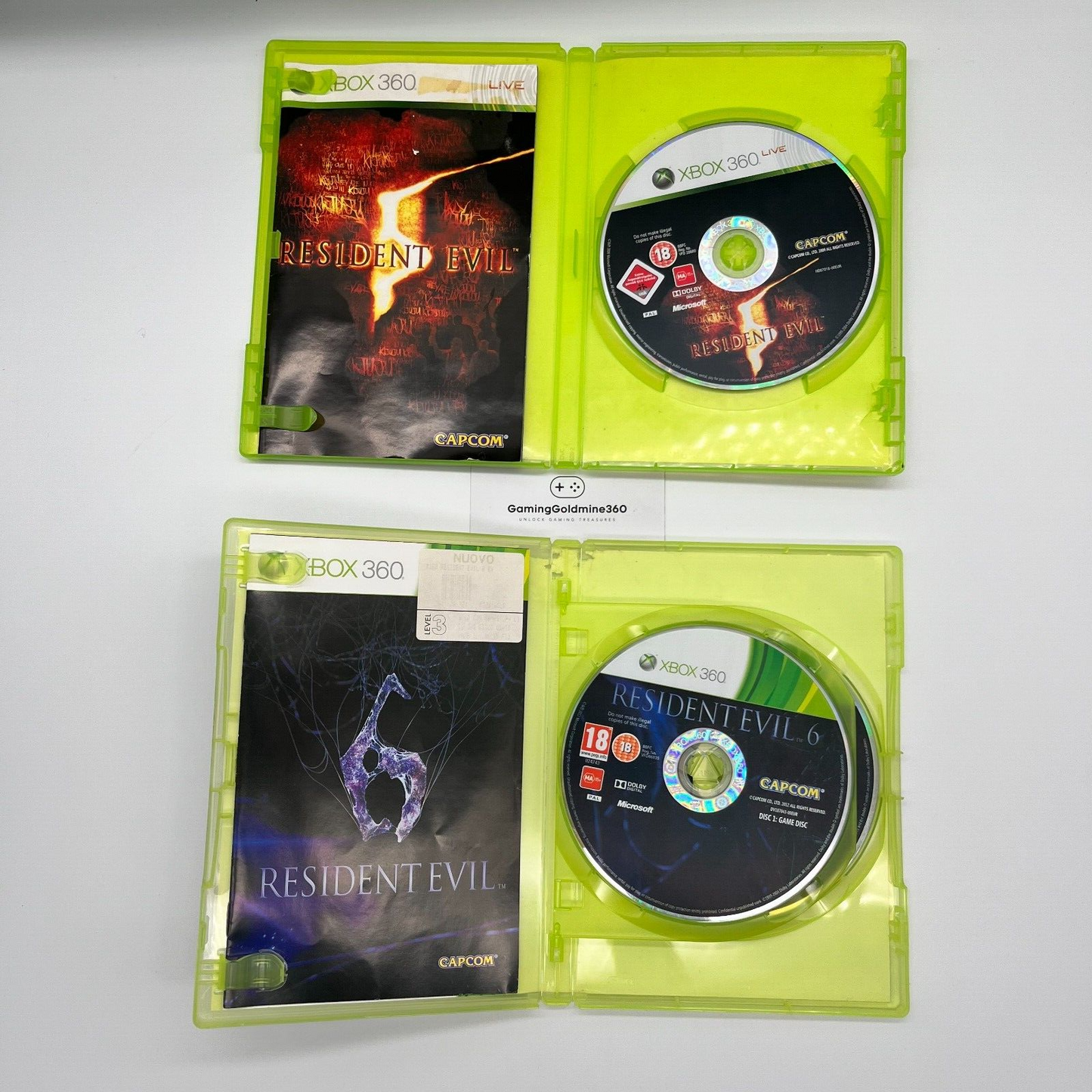 Resident Evil 5 + 6 Xbox 360 Completi con Manuale PAL Capcom Microsoft OTTIMI