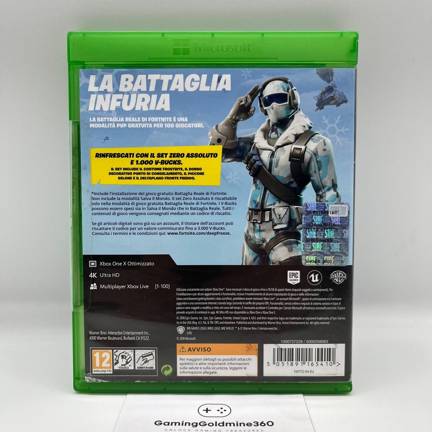 FORTNITE Pacchetto Zero Assoluto Xbox One Italiano Completo Epic Warner RARO!