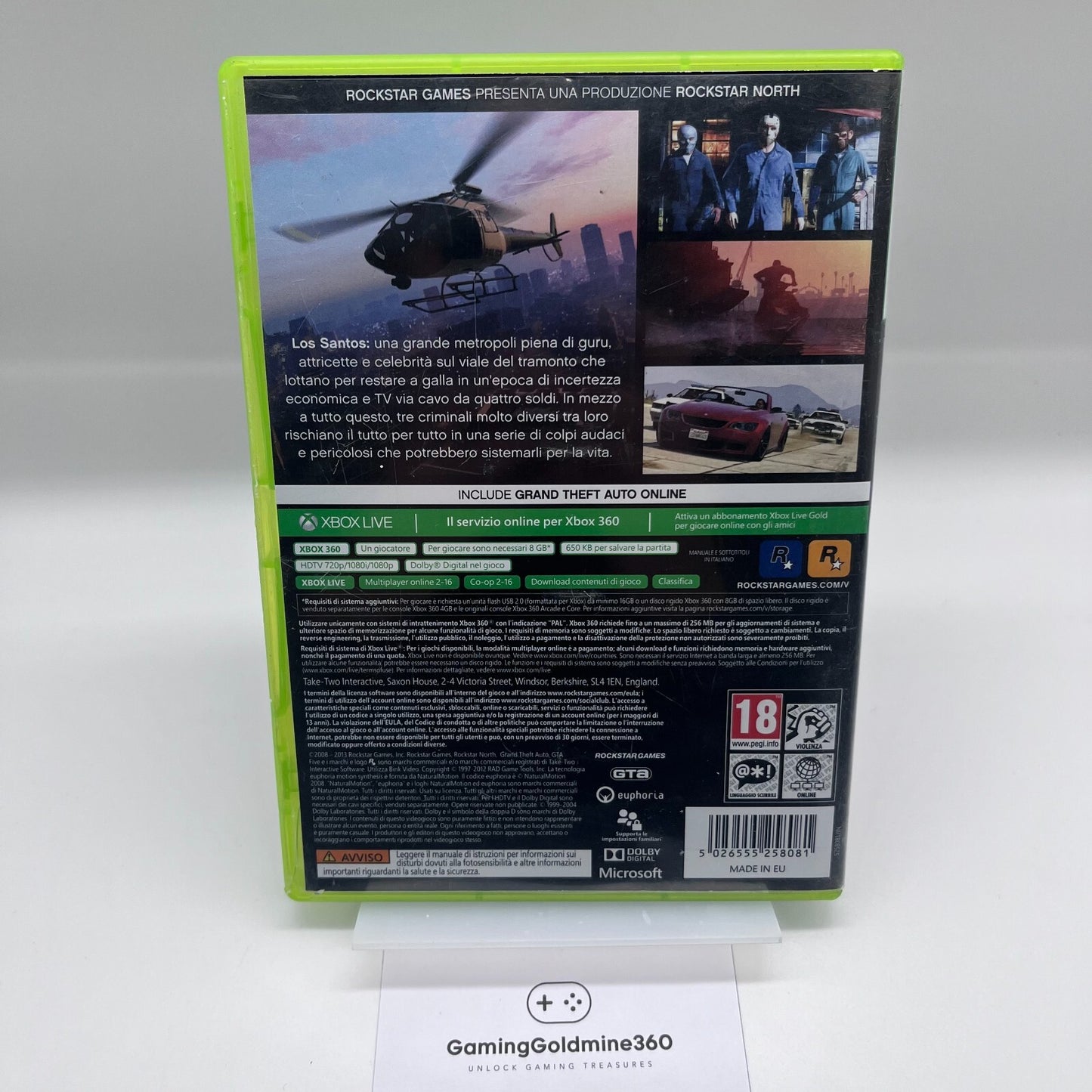 GTA 5 Grand Theft Auto V Xbox 360 Italiano NO manuale PAL Rockstar Microsoft