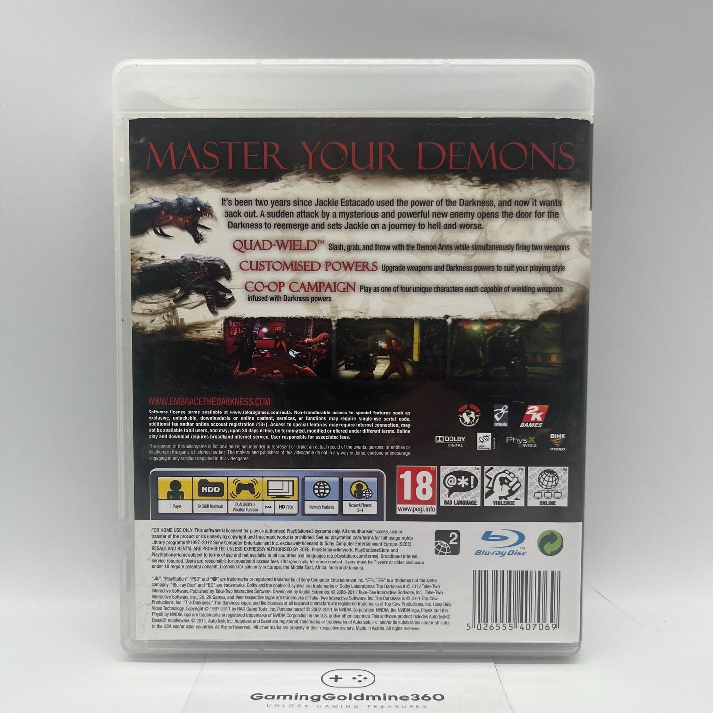 The Darkness II 2 PS3 Completo con Manuale PAL Multilingua 2K Sony PlayStation 3