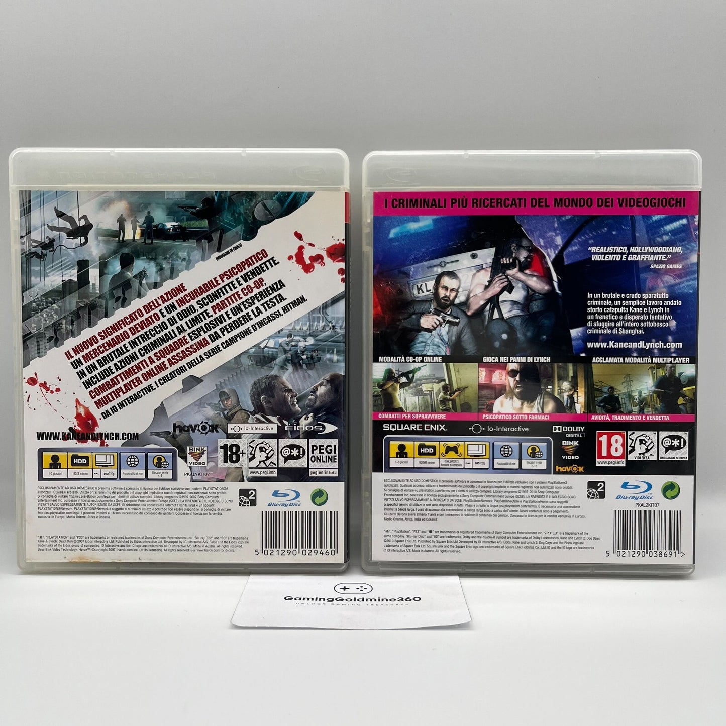 KANE & LYNCH Dead Men + 2 Dog Days PS3 Italiano Completo PAL Eidos PlayStation 3
