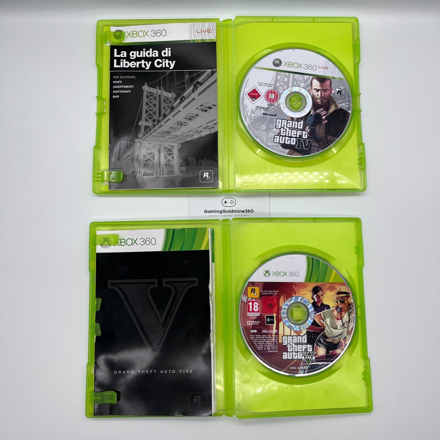 GTA 4 + 5 Xbox 360 Italiano Completi PAL Grand Theft Auto IV + V Rockstar OTTIMI