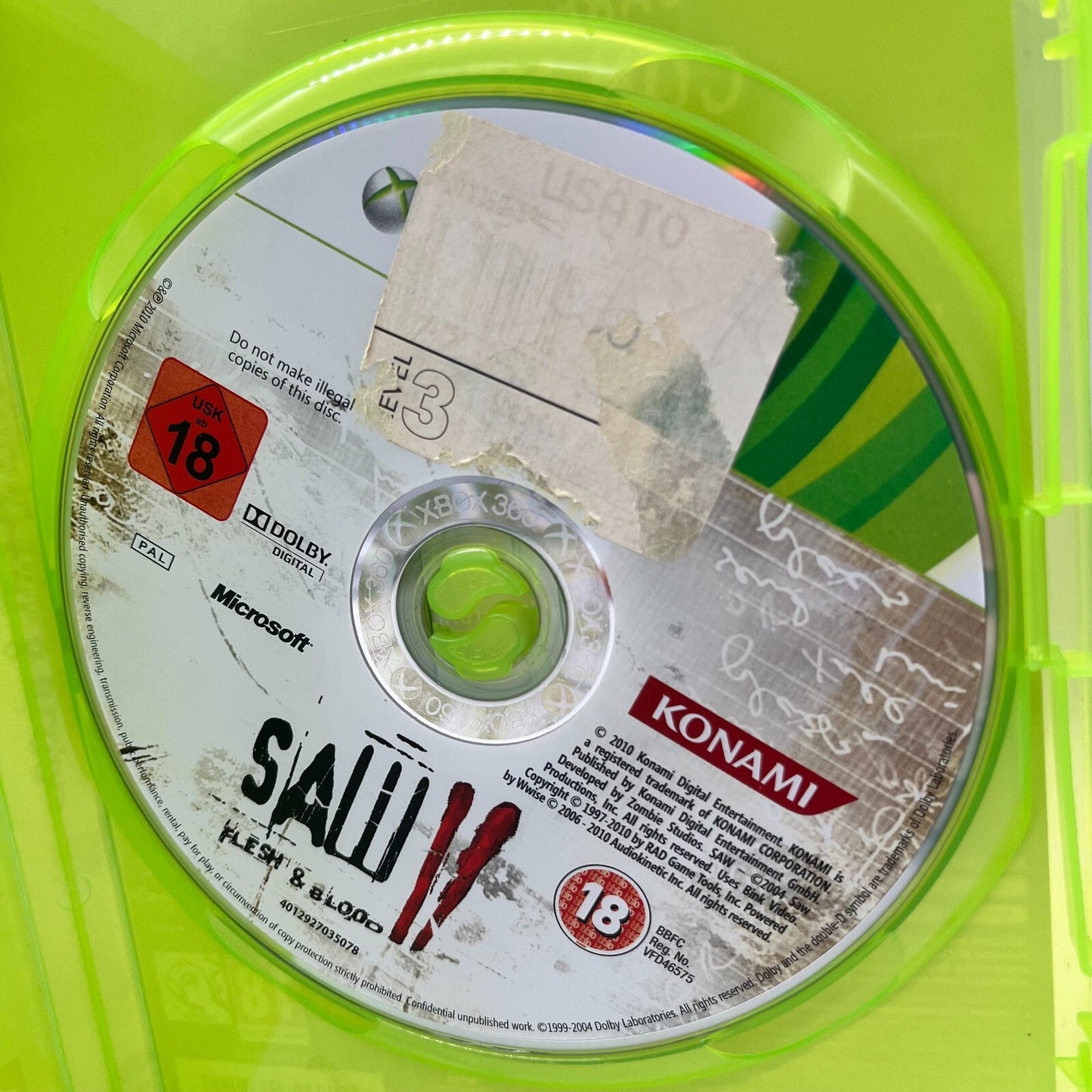 SAW II 2 Flesh & Blood Xbox 360 Italiano PAL No Manuale Konami Halifax Microsoft