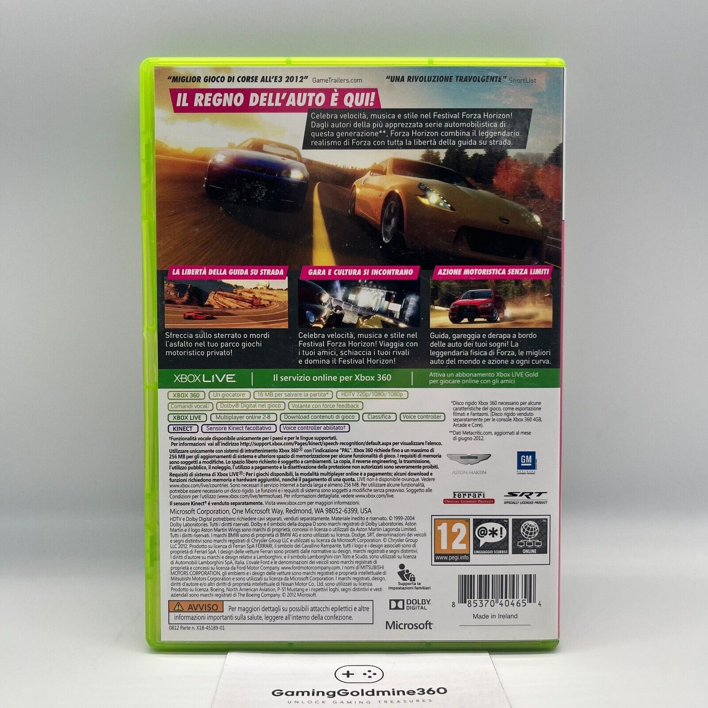 Forza Horizon Xbox 360 Italiano Completo PAL Microsoft Videogioco Corse Auto TOP