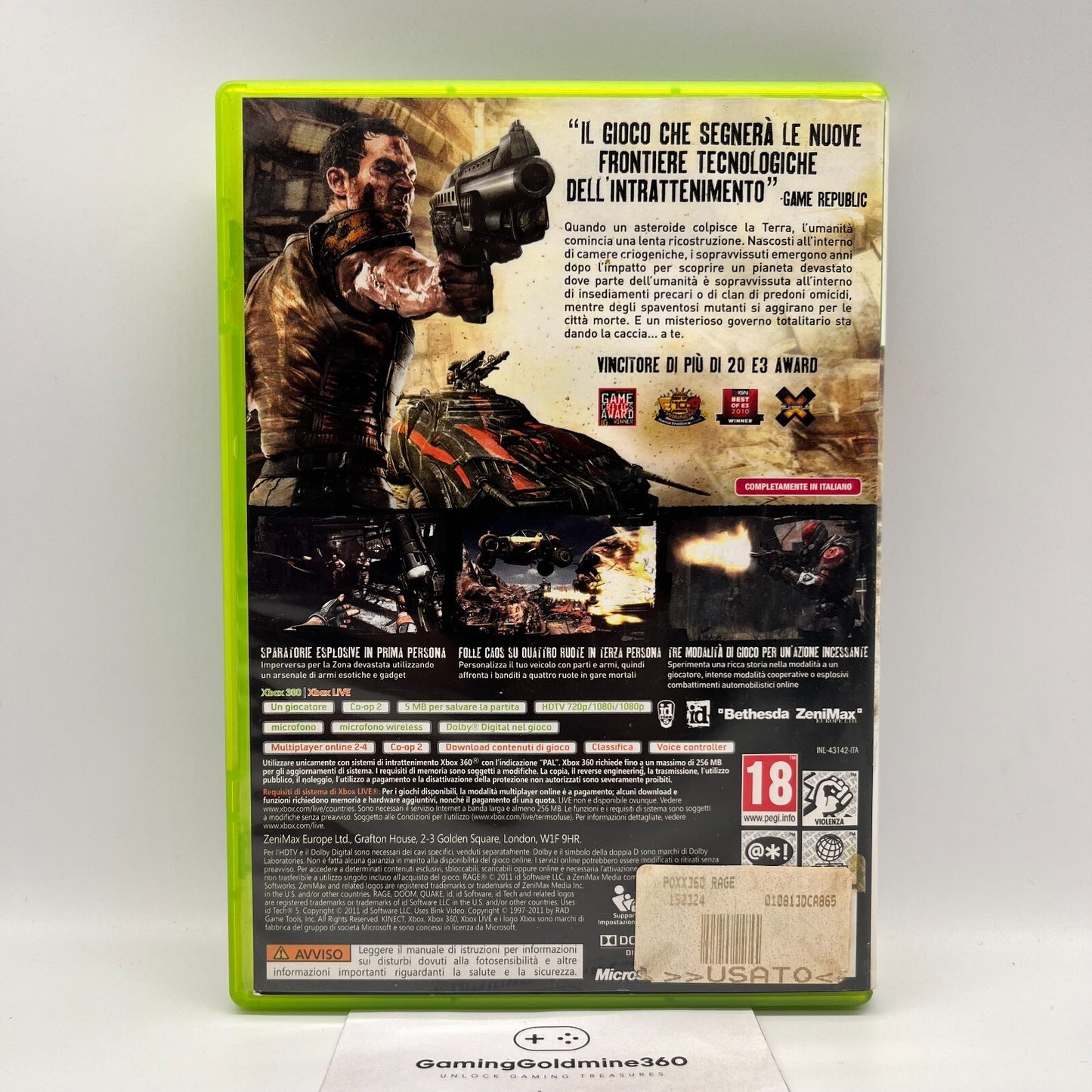 RAGE Anarchy Edition Xbox 360 Italiano Completo con Manuale Bethesda Microsoft