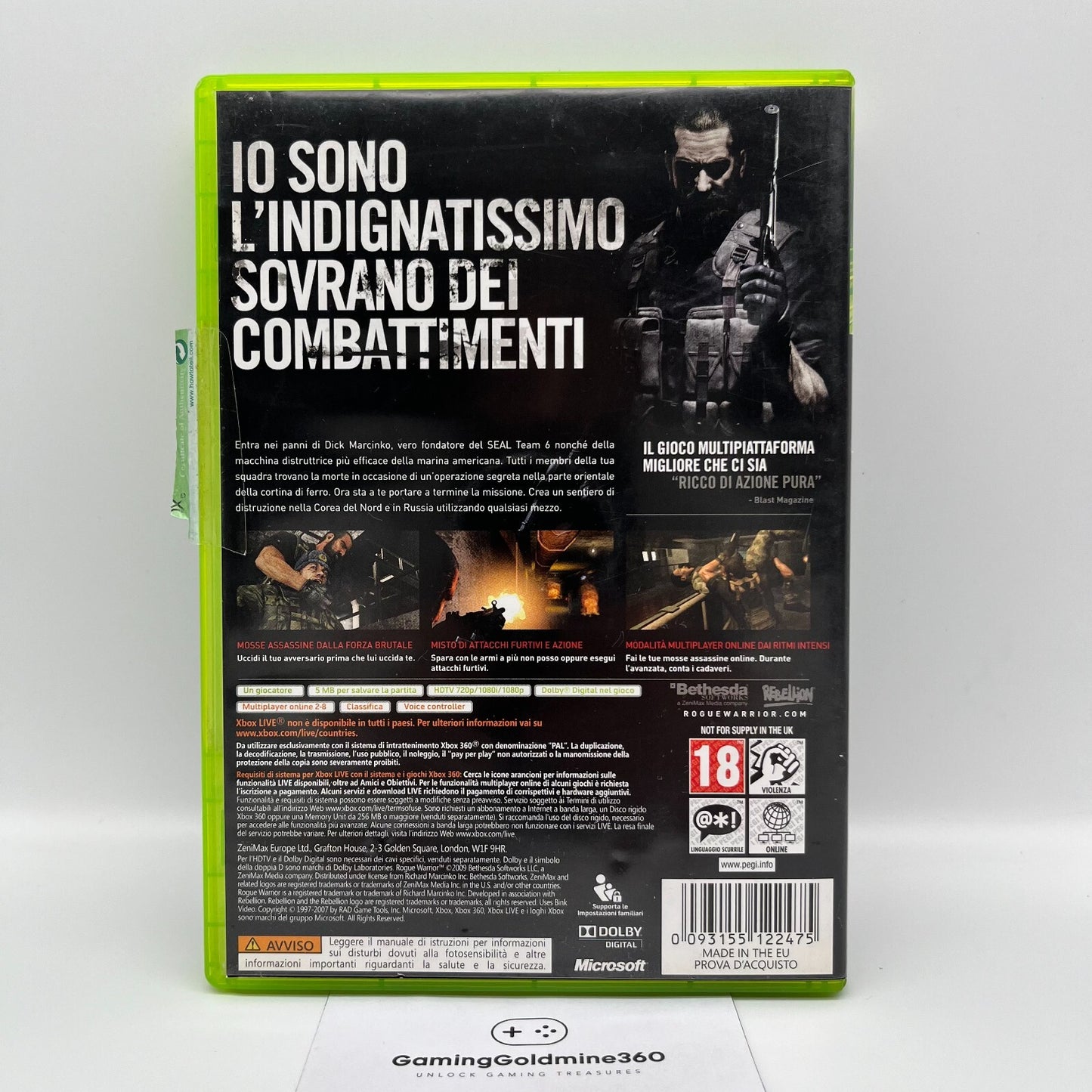 Rogue Warrior Xbox 360 Italiano Completo con Manuale PAL Bethesda Microsoft