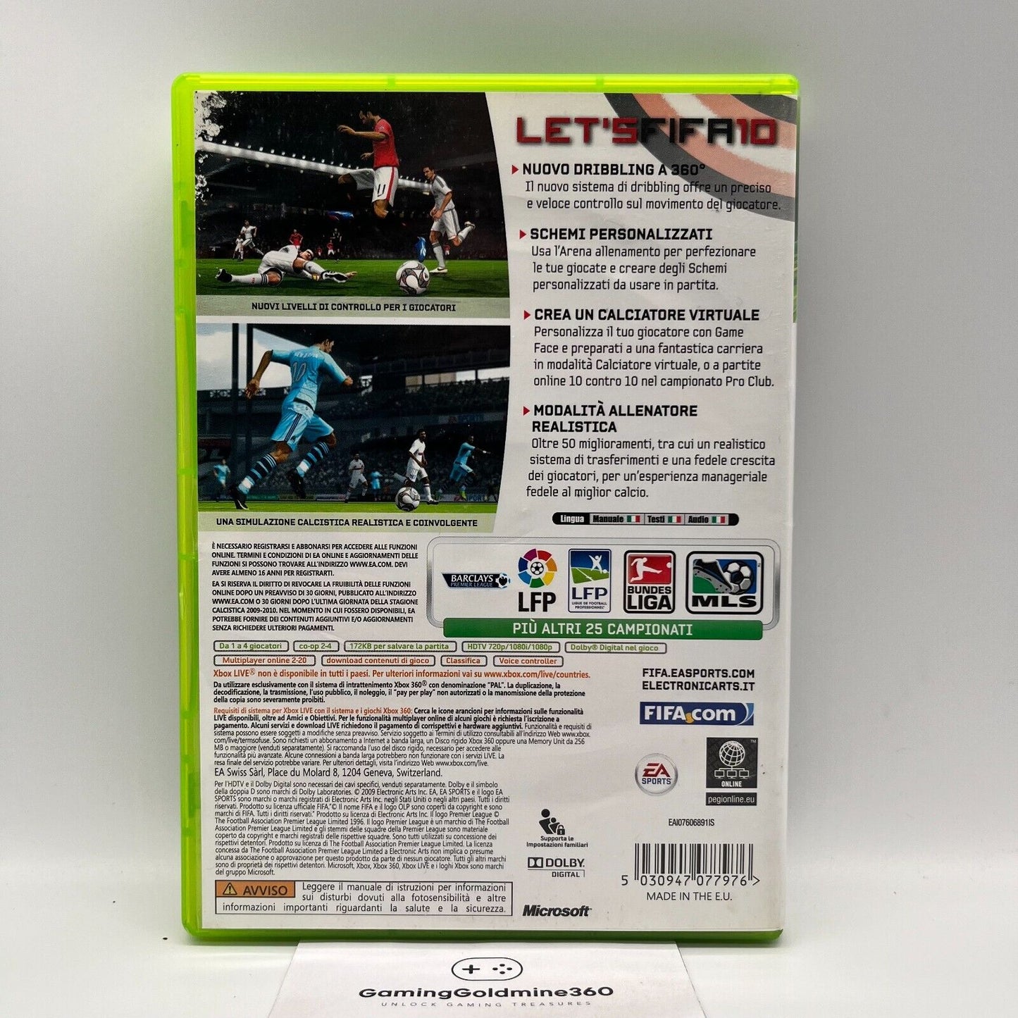 FIFA 10 2010 Xbox 360 Italiano Completo Manuale EA Microsoft PAL Gioco Calcio