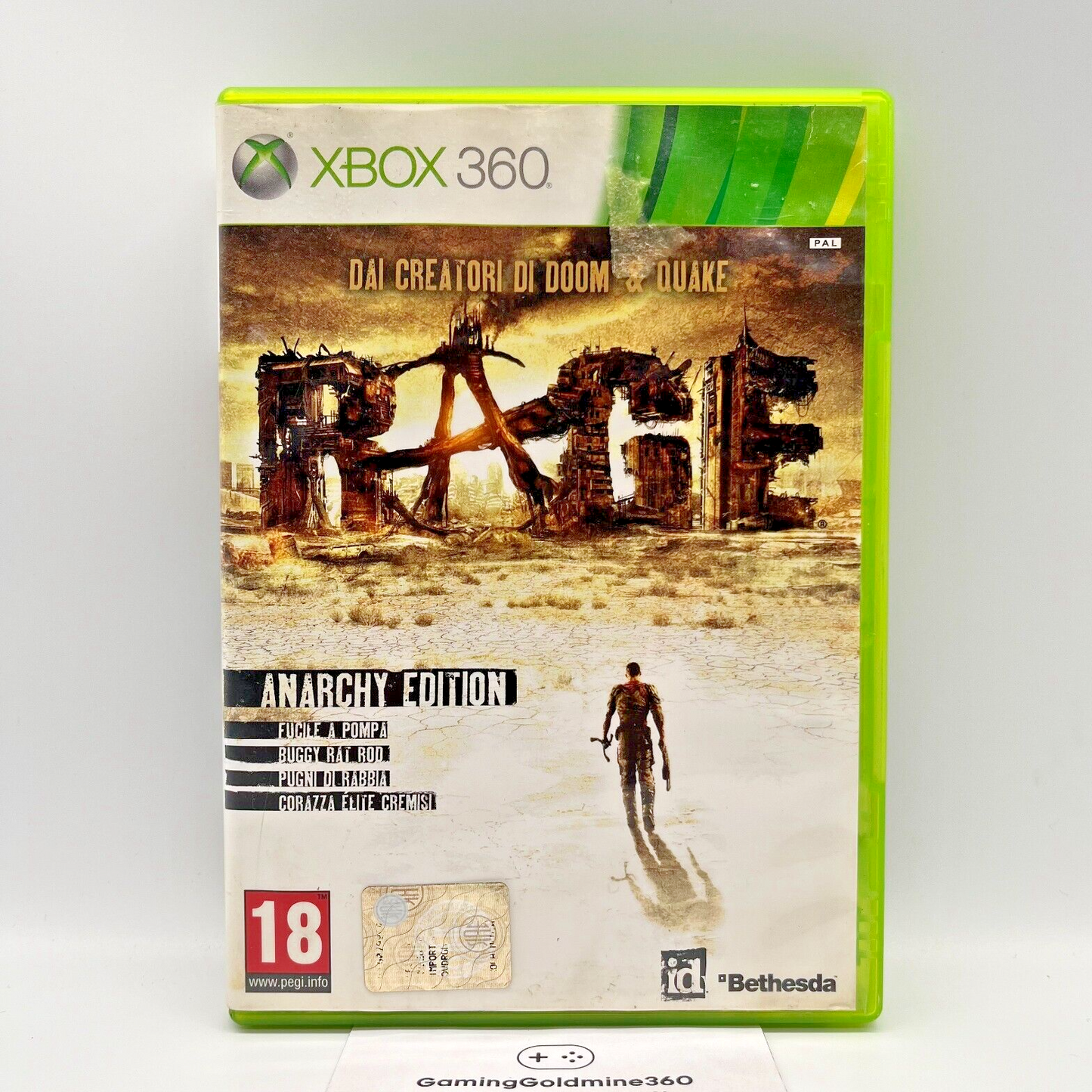 RAGE Anarchy Edition Xbox 360 Italiano Completo con Manuale Bethesda Microsoft