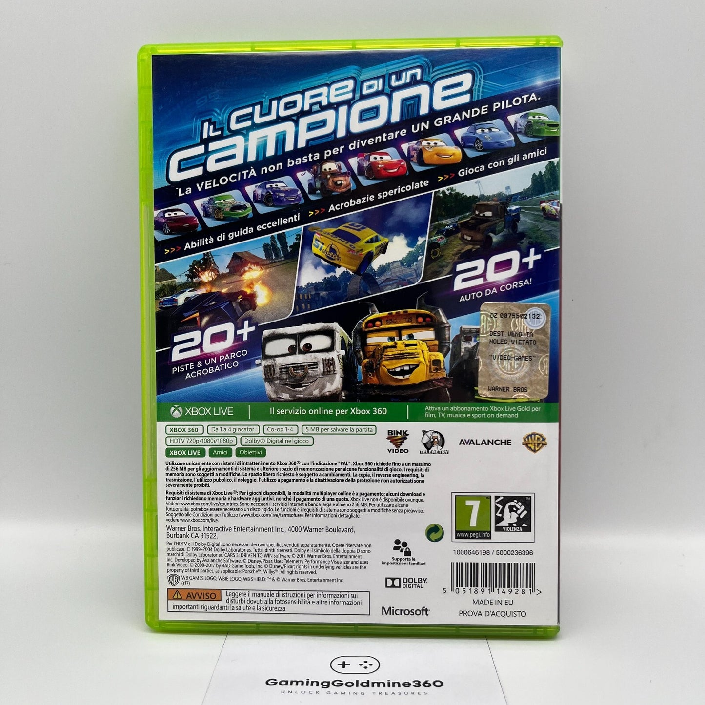 Cars 3 In Gara Per La Vittoria Xbox 360 Italiano Completo con Manuale PAL OTTIMO