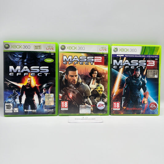 MASS EFFECT 1 + 2 + 3 Xbox 360 ITALIANO Completi con Manuale COME NUOVI PAL EA