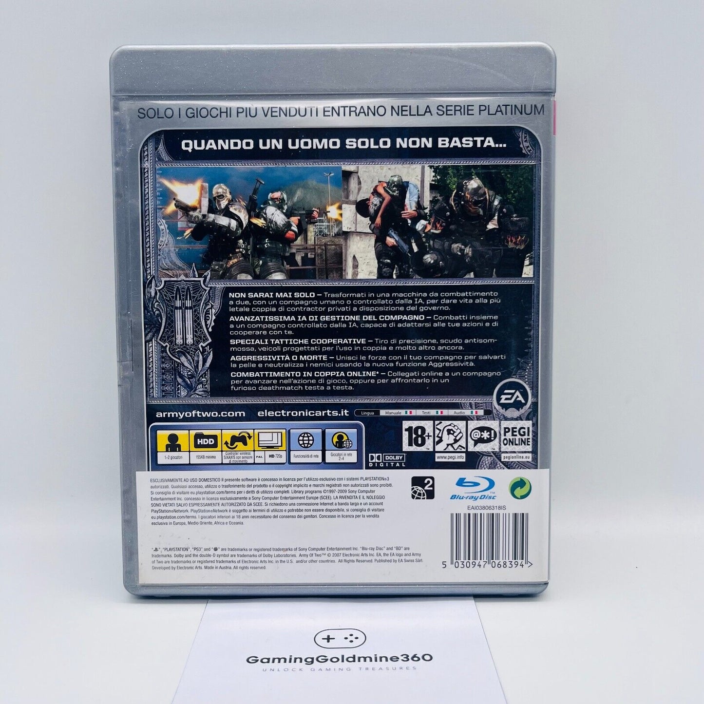 Army of Two PS3 Italiano PAL Completo con Manuale COME NUOVO Sony PlayStation 3