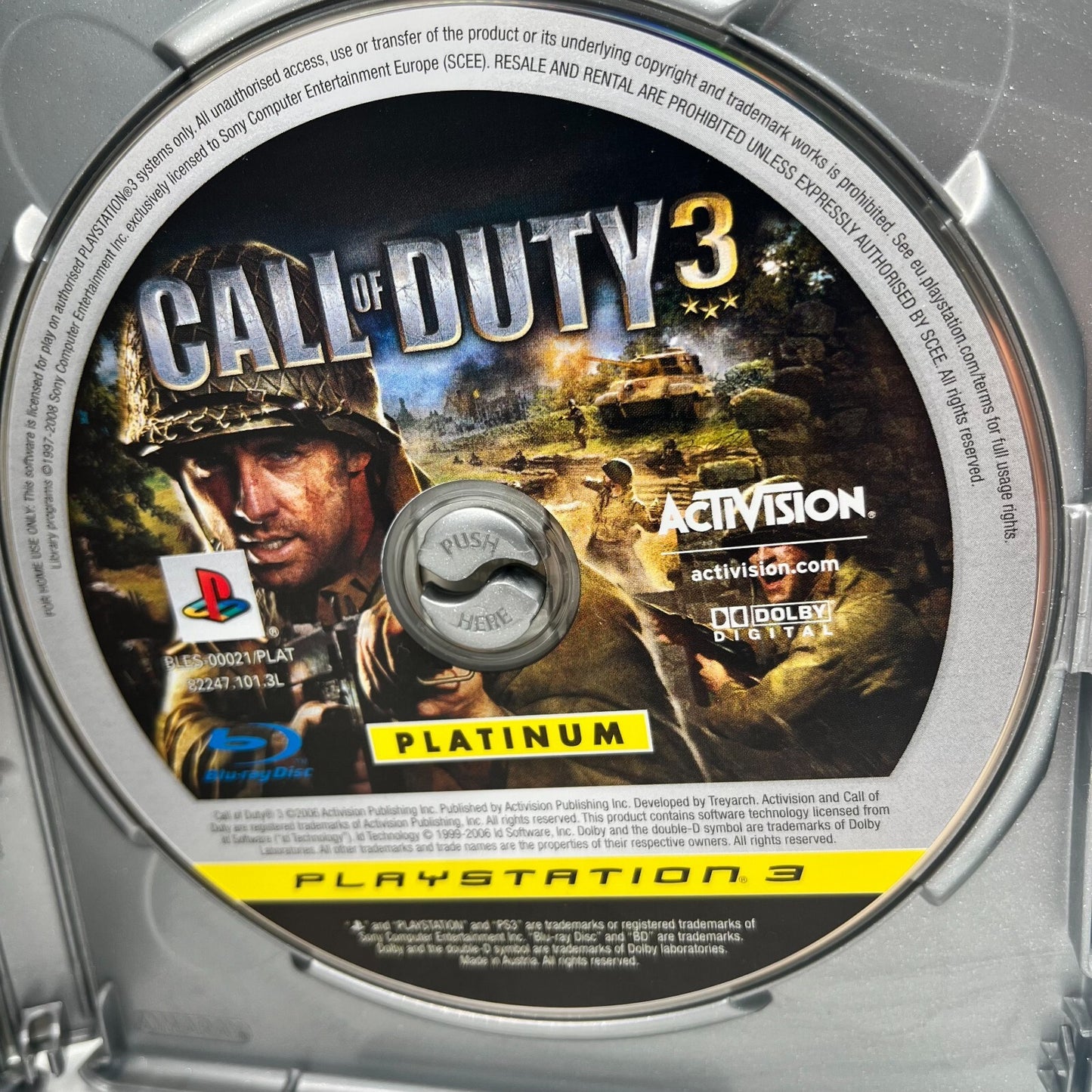 Call of Duty 3 PS3 Italiano Completo Manuale PAL Activision Sony PlayStation 3