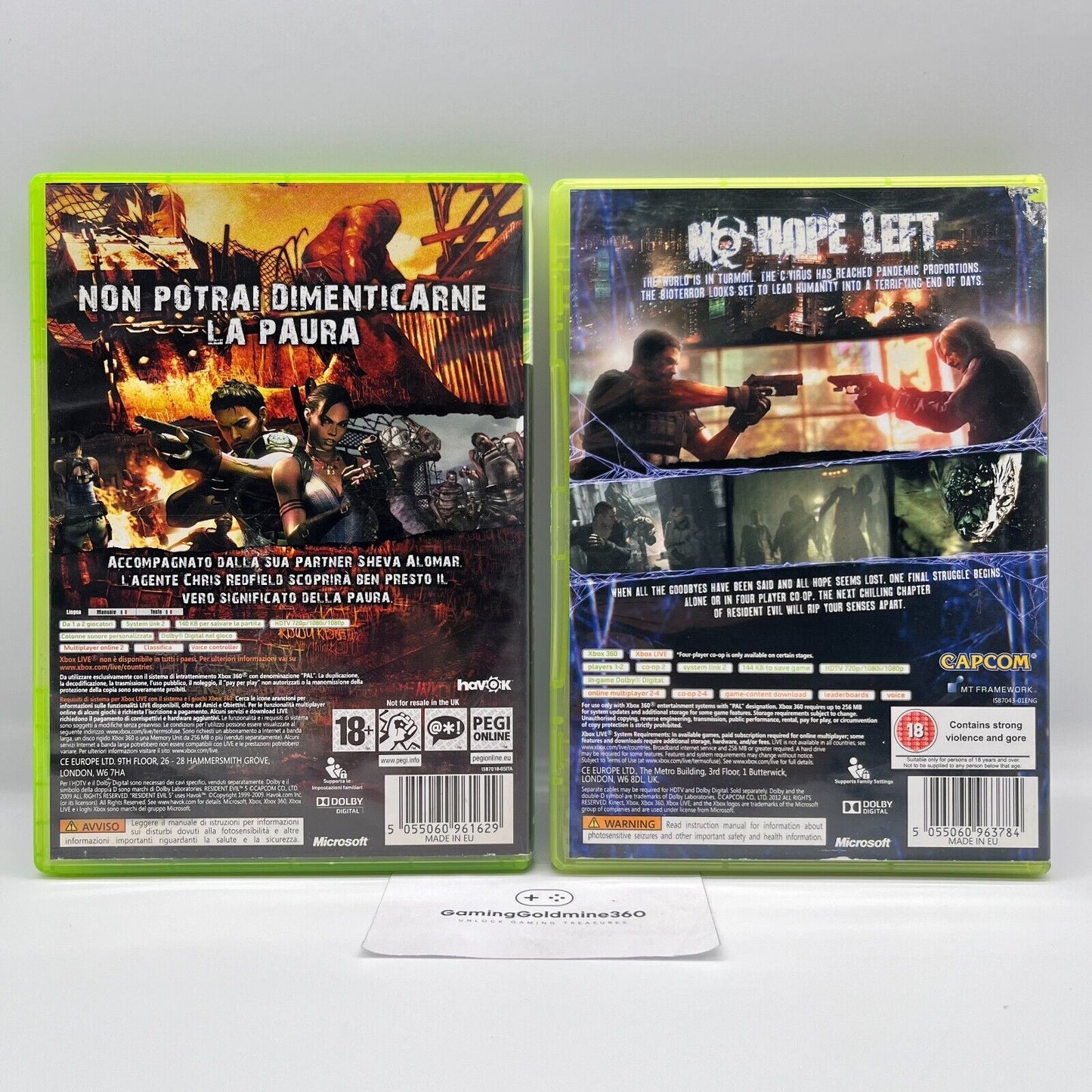 Resident Evil 5 + 6 Xbox 360 Completi con Manuale PAL Capcom Microsoft OTTIMI