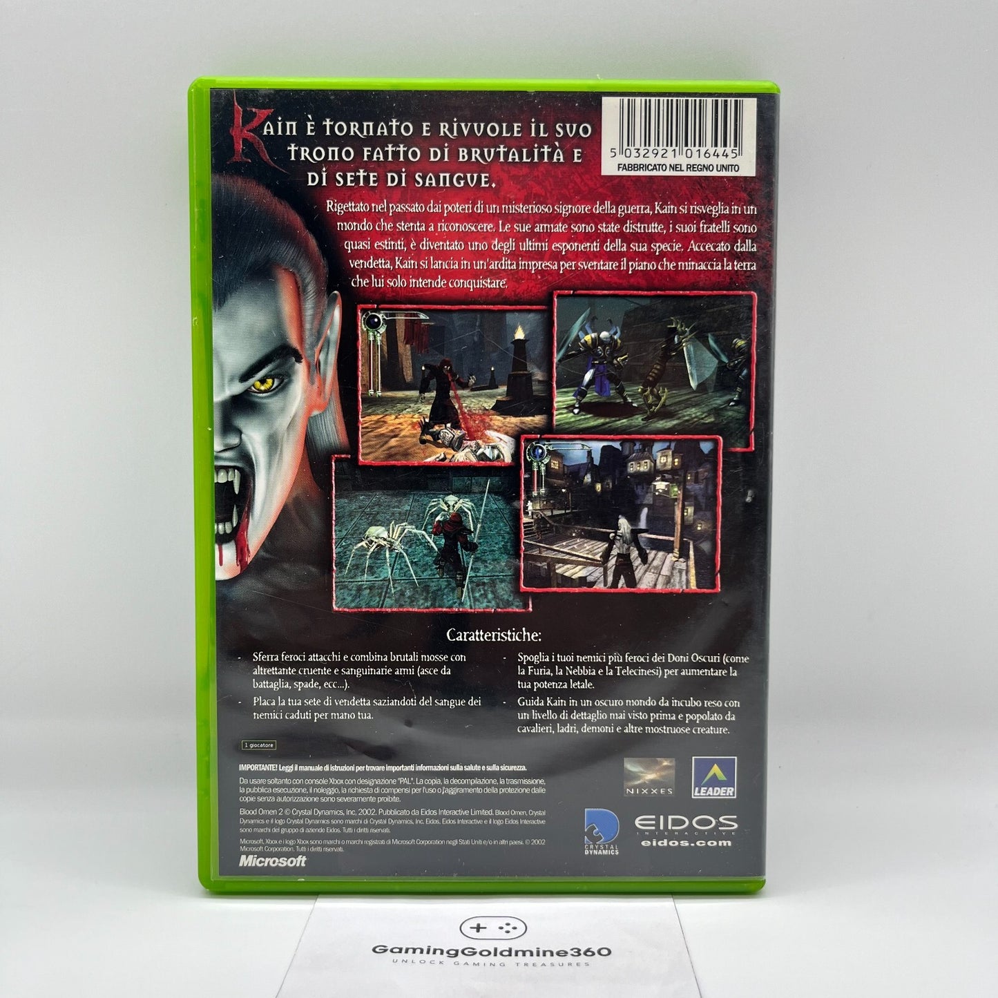 Blood Omen 2 Xbox Classic Italiano Completo con Manuale PAL Eidos OTTIME CONDIZI
