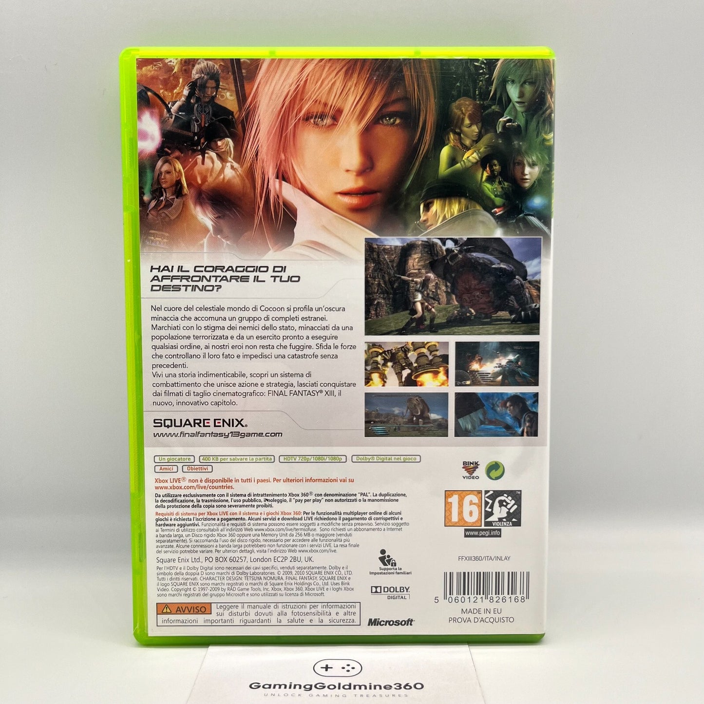 FINAL FANTASY 13 XIII Xbox 360 Italiano Completo Manuale Microsoft COME NUOVO