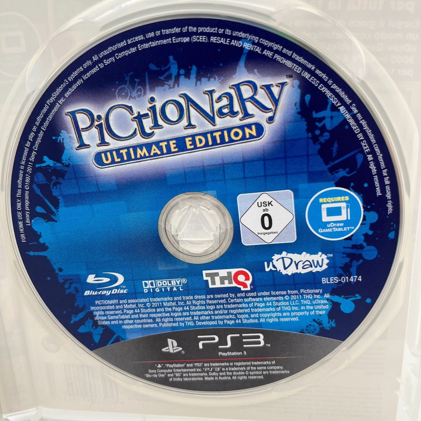 U-DRAW Pad (senza usb) + Pictionary PS3 Italiano Completo PAL Sony PlayStation 3