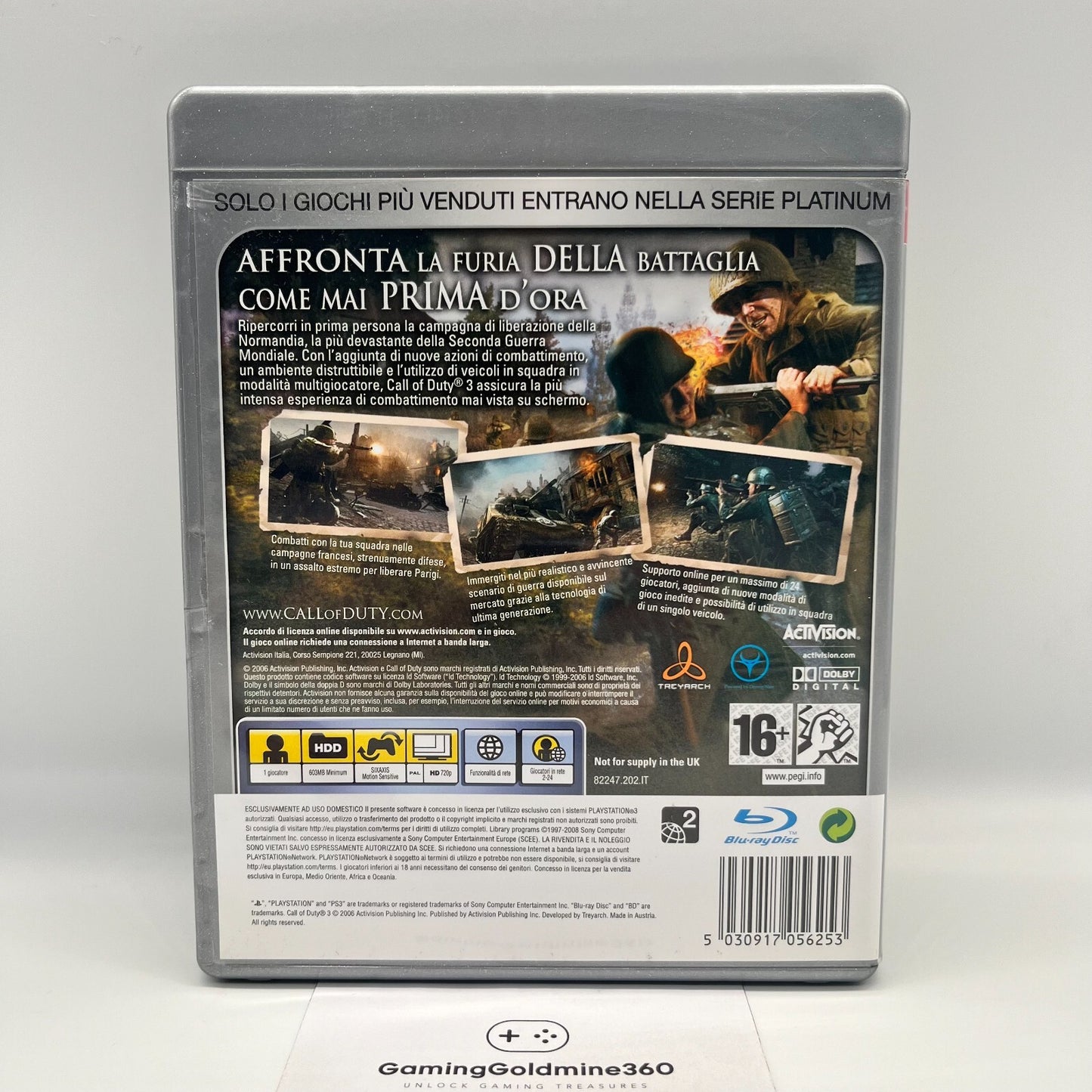 Call of Duty 3 PS3 Italiano Completo Manuale PAL Activision Sony PlayStation 3