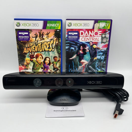 KINECT Xbox 360 Microsoft Sensore Movimento + KINECT ADVENTURES e DANCE CENTRAL