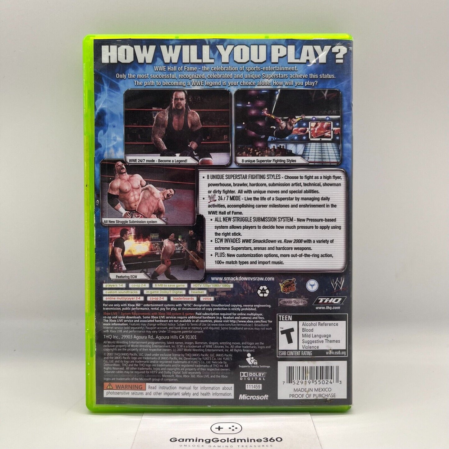 WWE Smackdown vs Raw 2007 + 2008 (cover reprint) - Xbox 360