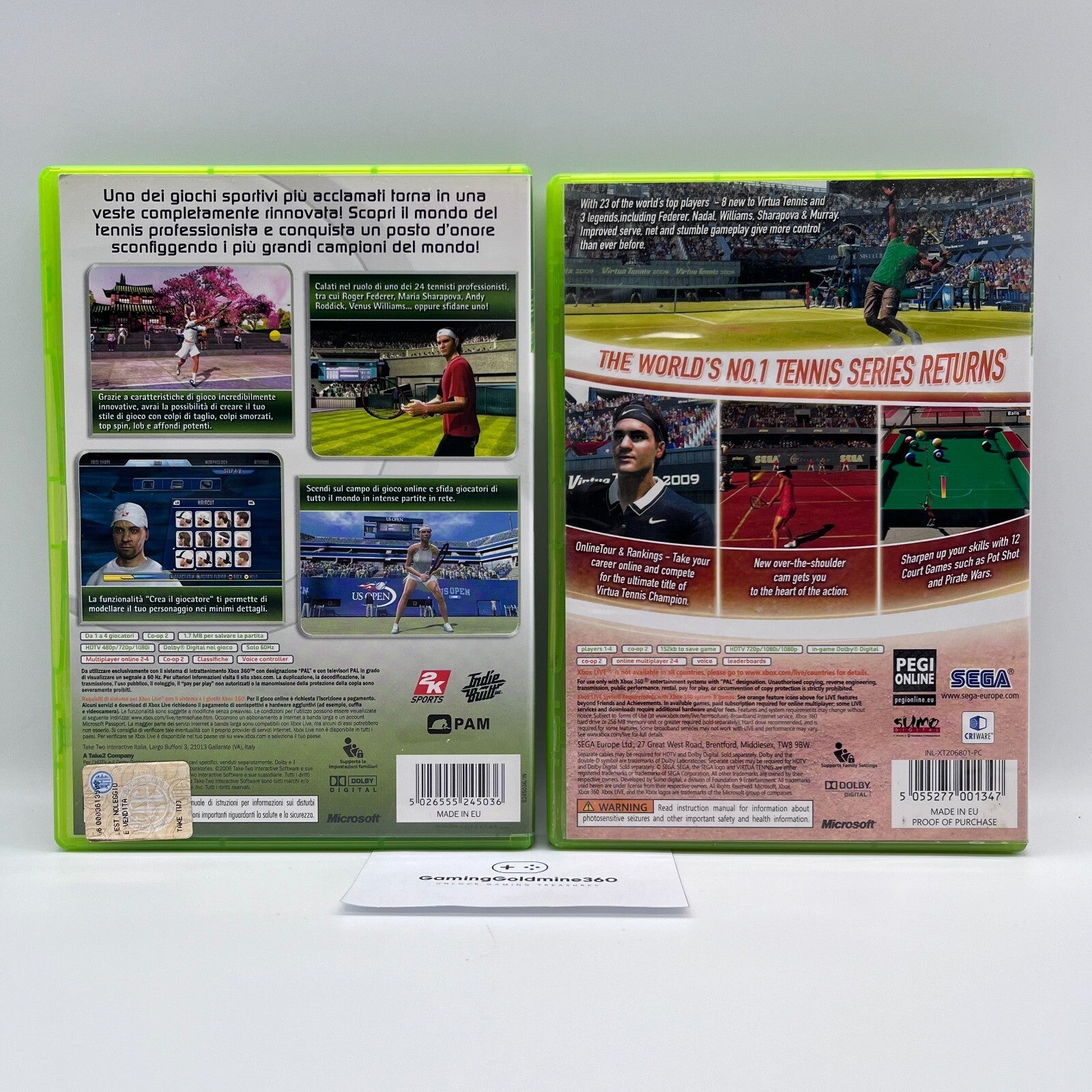 Top Spin 2 Italiano + Virtua Tennis 2009 PAL Xbox 360 Completi 2K Sega OTTIMI