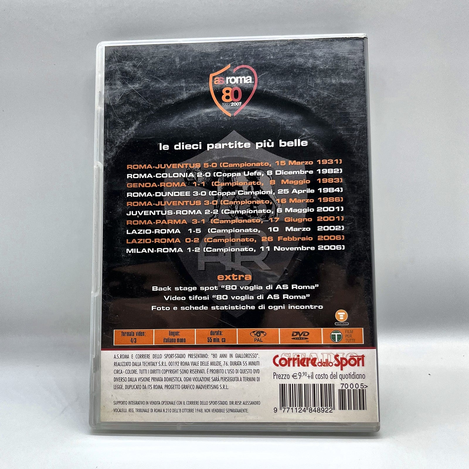 Ottant'anni in Giallorosso DVD AS Roma 1927-2007 Calcio Corriere dello Sport