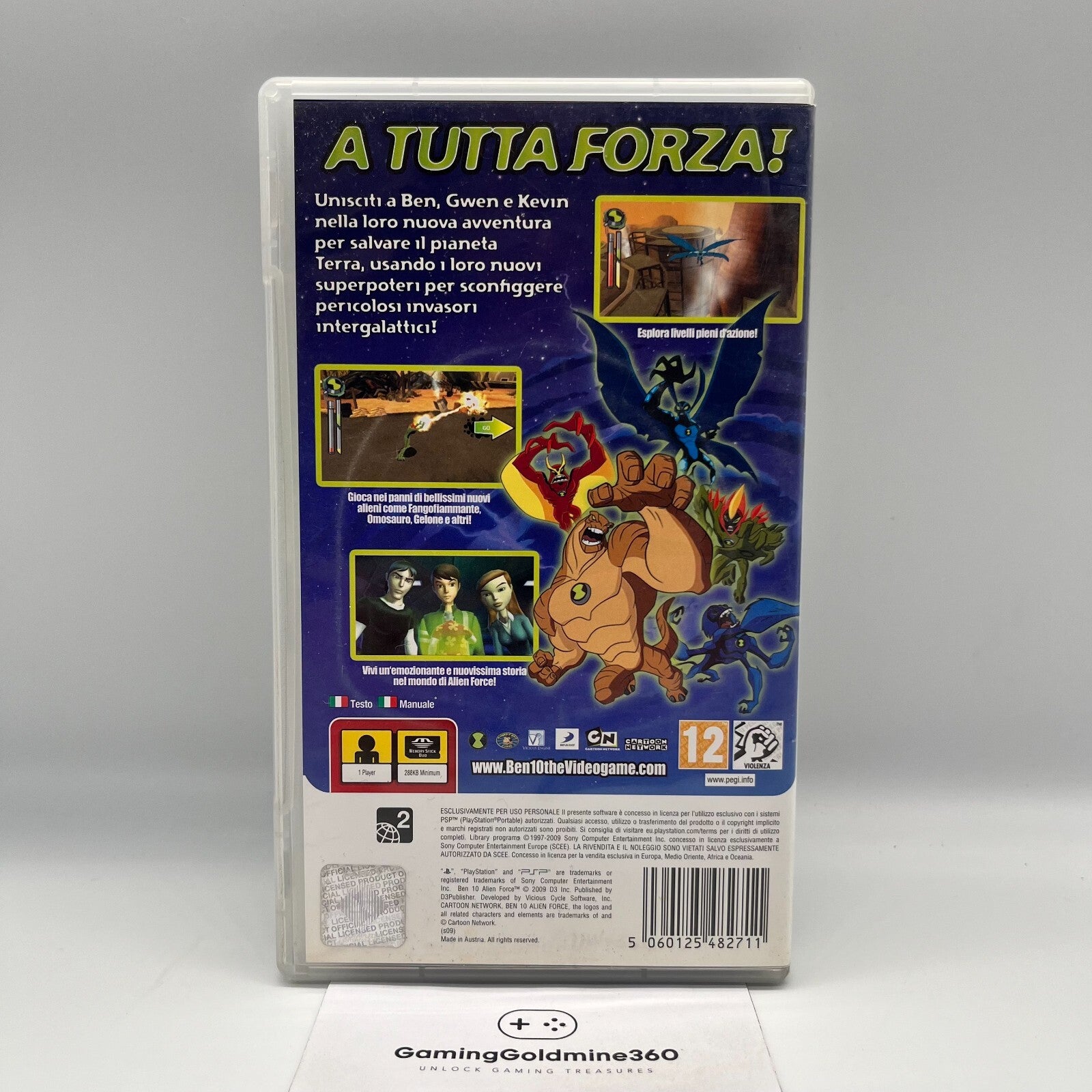 BEN 10 Alien Force PSP Italiano Completo Manuale PAL Sony PlayStation Portable