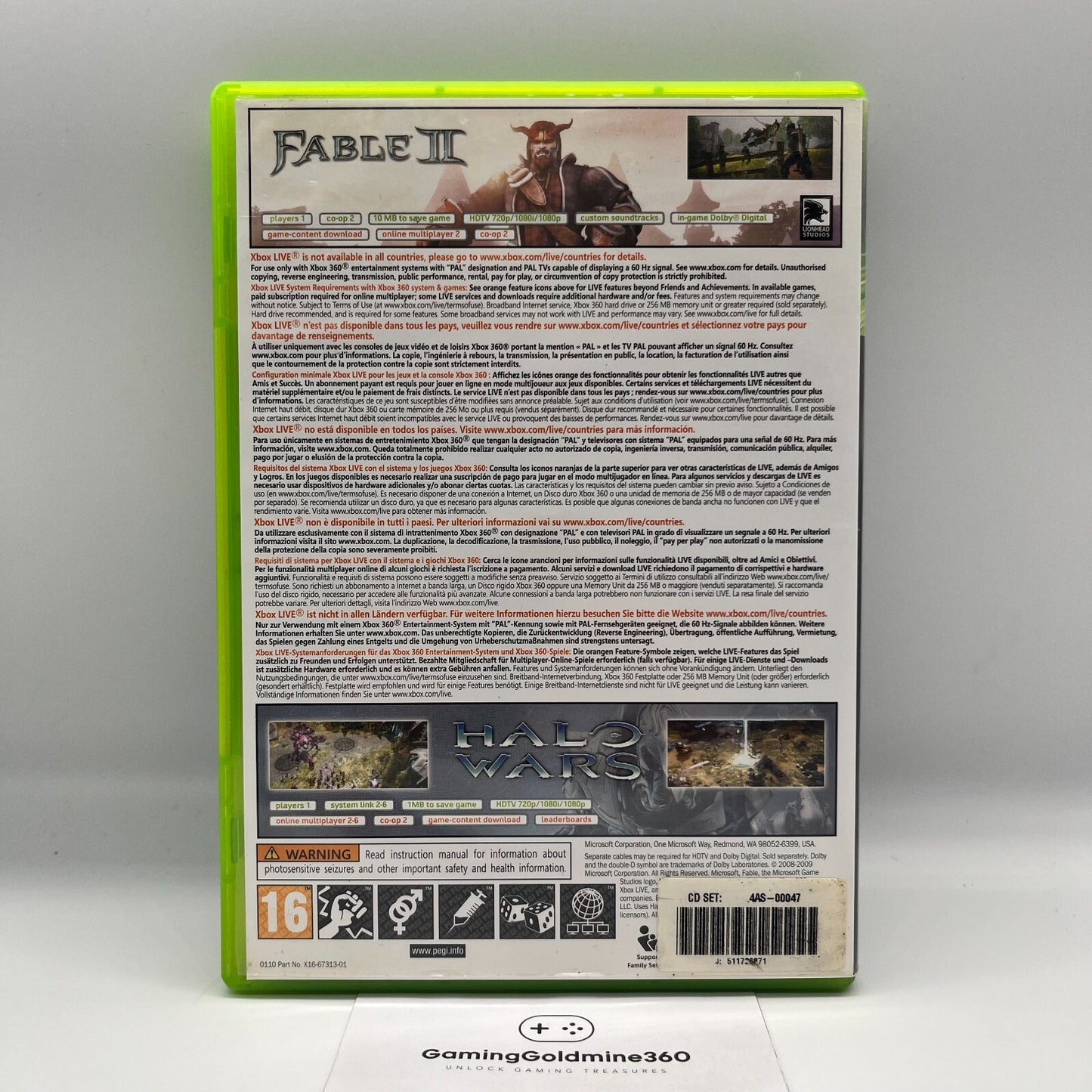 Fable II 2 + Halo Wars XBOX 360 Italiano Completi con Manuali Gioco Microsoft