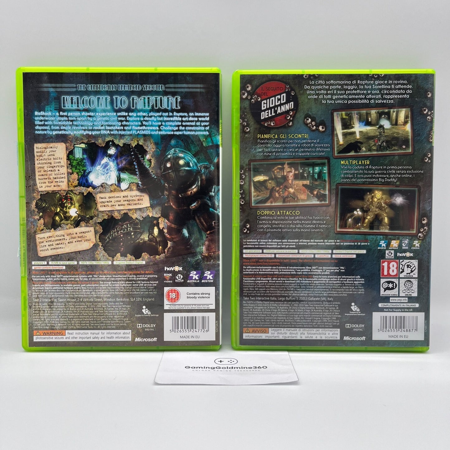 BioShock 1 + 2 Xbox 360 PAL Completi con Manuali 2K Microsoft COME NUOVI