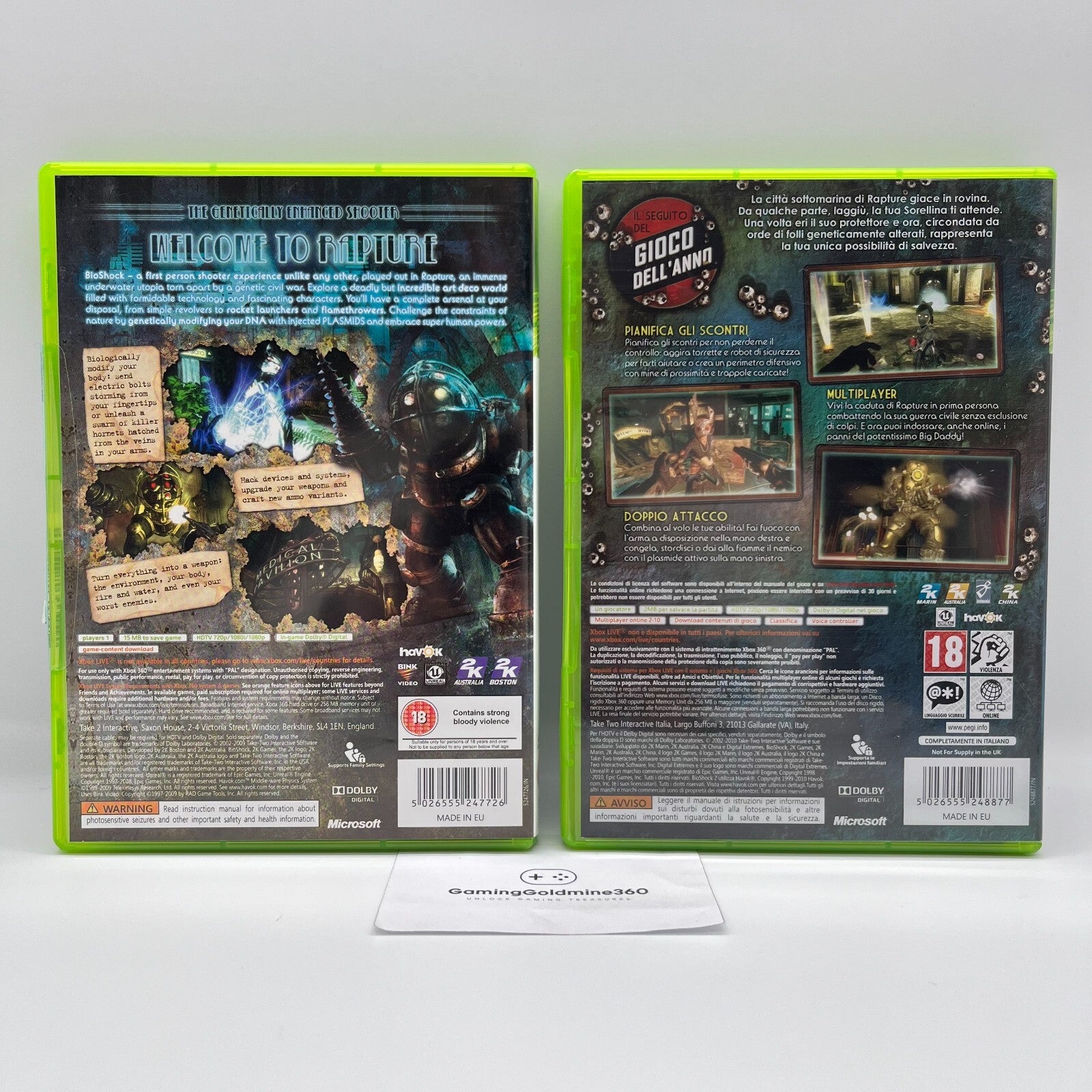 BioShock 1 + 2 Xbox 360 PAL Completi con Manuali 2K Microsoft COME NUOVI