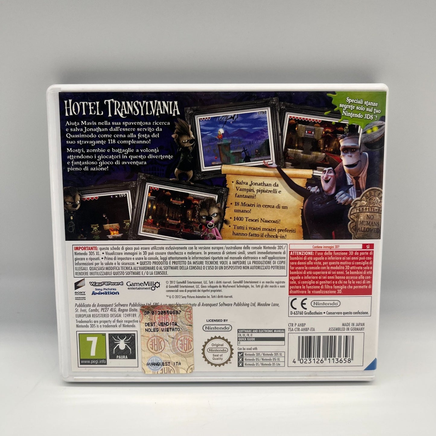 Hotel Transylvania Nintendo 3DS 🇮🇹 Italiano Completo CIB PAL Avanquest Nintend