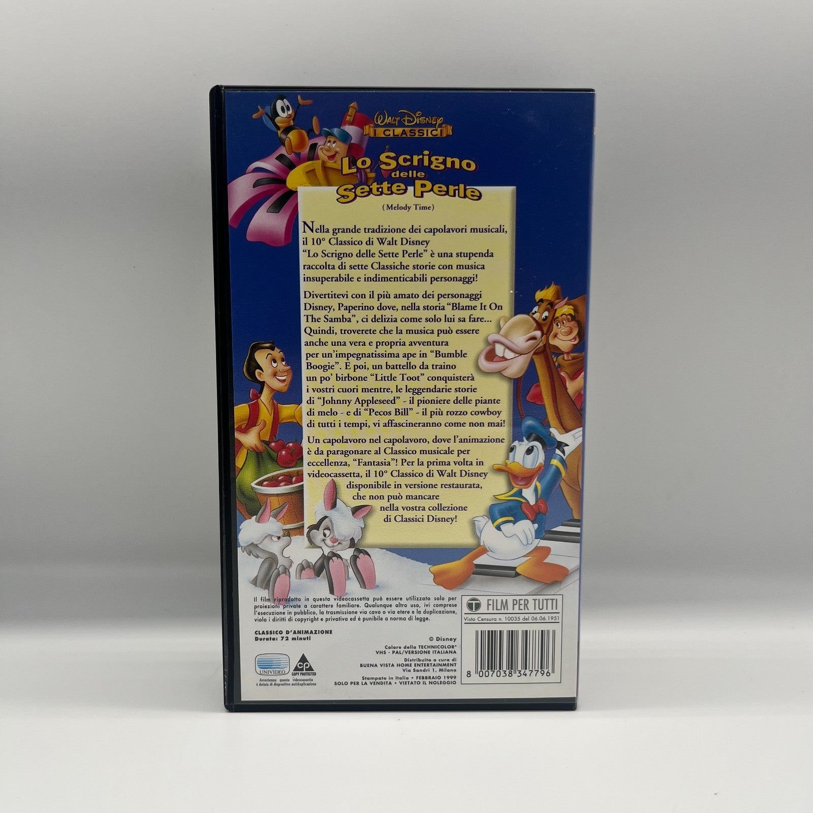 🎬 VHS Disney Lo Scrigno delle Sette Perle (1948) Classico Walt Disney ITA RARO