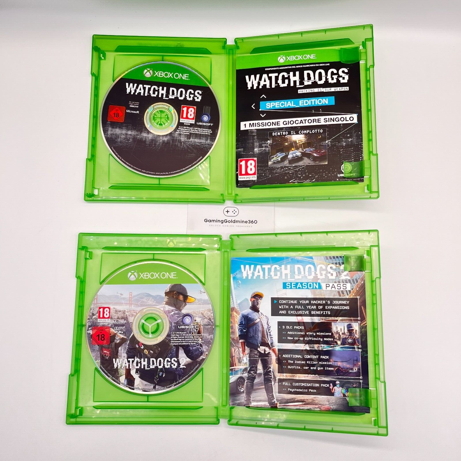 WATCH DOGS 1 & 2 Xbox One Italiano Completo con Manuale Giochi Ubisoft Microsoft