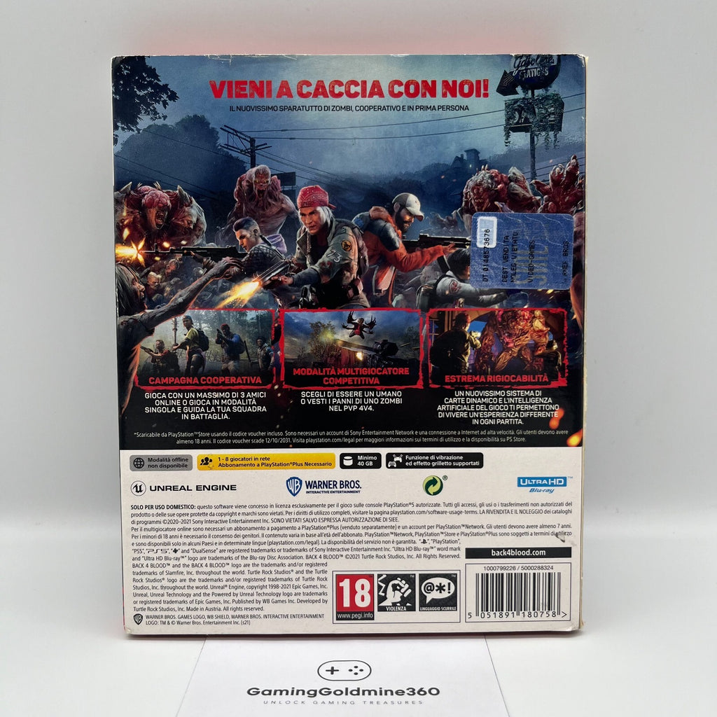 Back 4 Blood Deluxe Edition Steelbook PS5 Italiano Completo Sony PlayStation 5