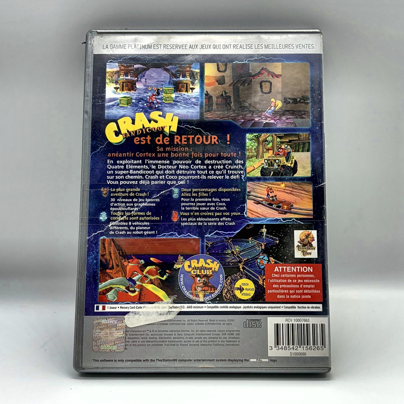 Crash Bandicoot The Wrath of Cortex PS2 PAL Francese Platinum Completo CIB