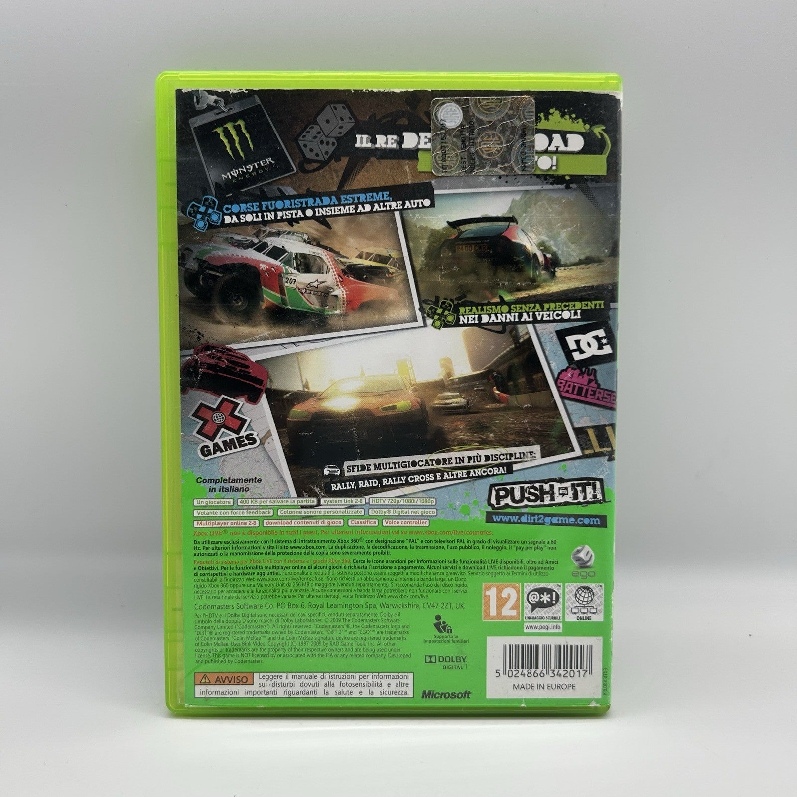 Colin McRae DiRT 2 Xbox 360 PAL ITA Codemasters Rally Corse Completo Testato