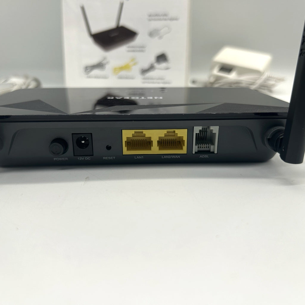 Netgear D1500 Modem Router ADSL2+ WiFi N300 Completo Manuale e Cavi Testato