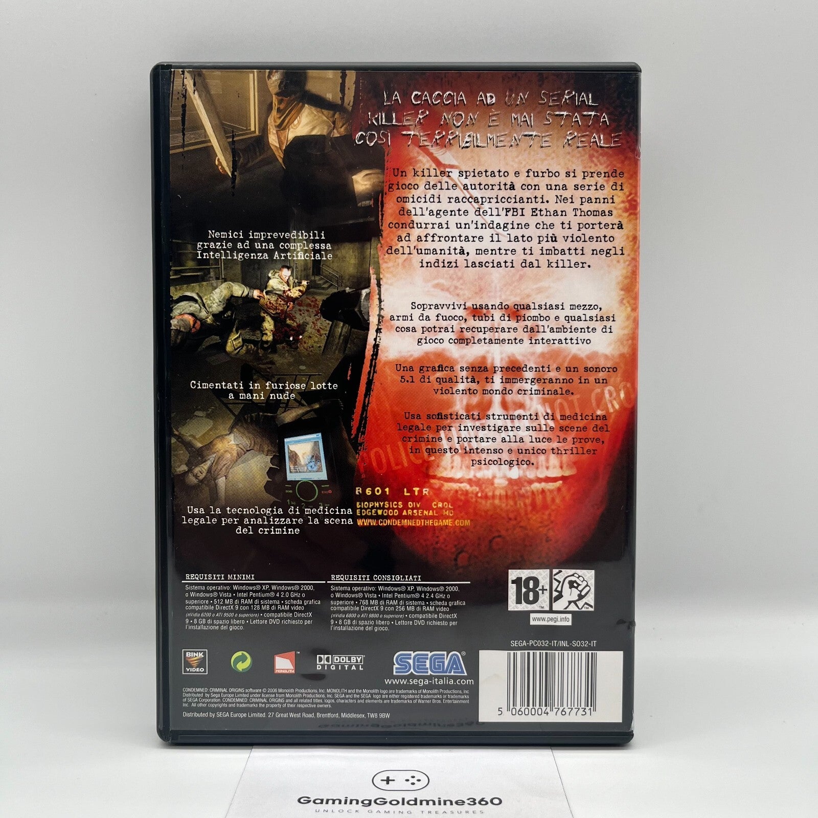 Condemned PC DVD-Rom Italiano Completo con Manuale COME NUOVO Sega Microsoft