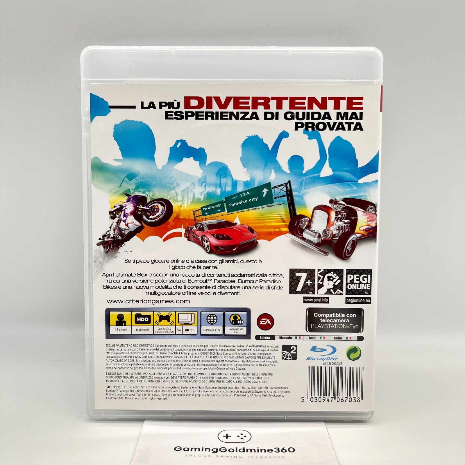 BURNOUT PARADISE The Ultimate Box PS3 Italiano Completo PAL Sony PLayStation 3