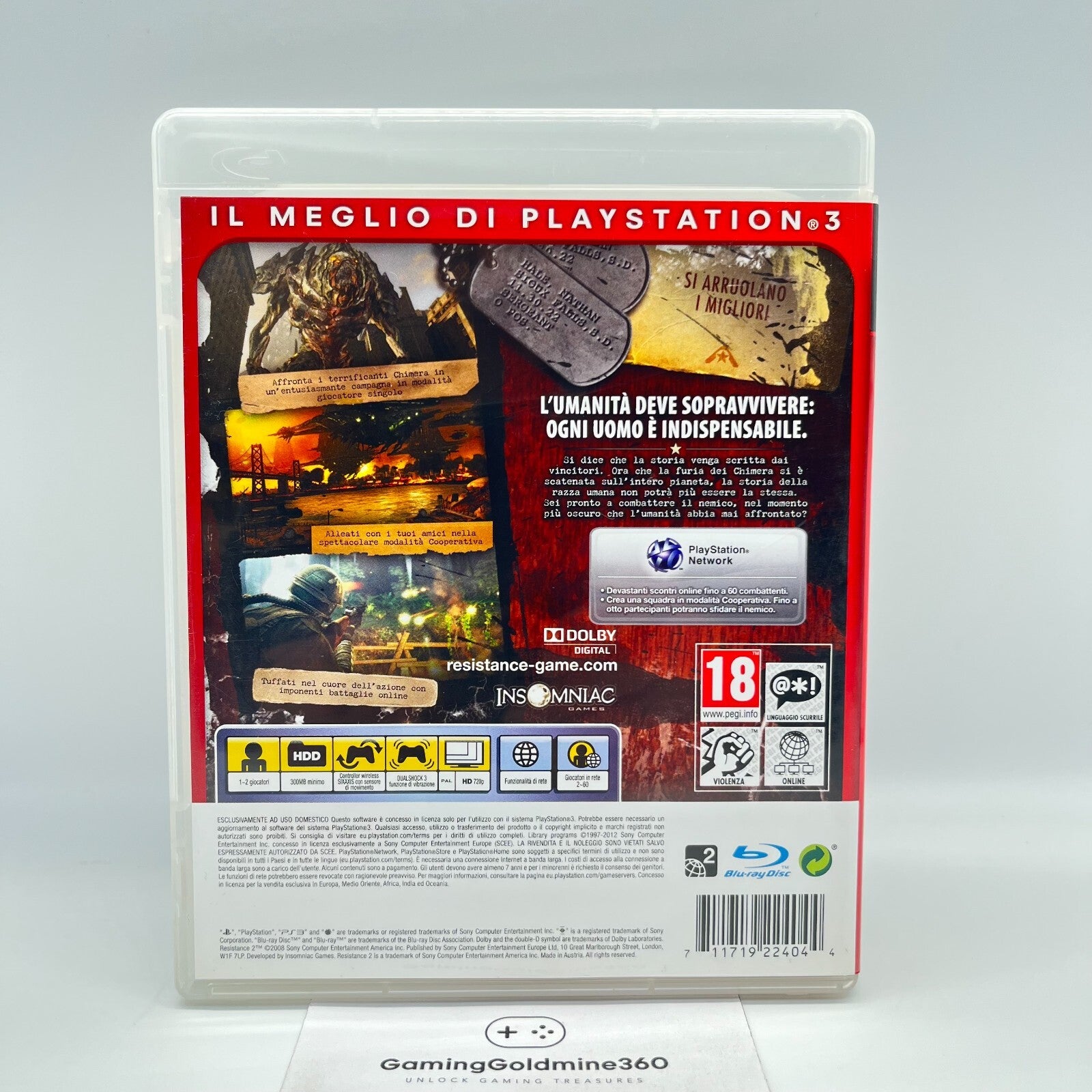 Resistance 2 PS3 Italiano PAL Insomniac Sony PlayStation 3 OTTIMO Videogioco TOP